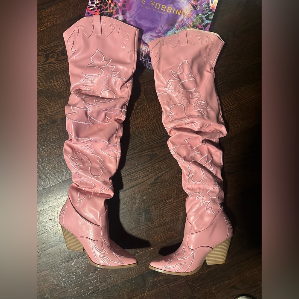(SIZE 6) NWTS Cape Robbin Pink Over the Knee Boots